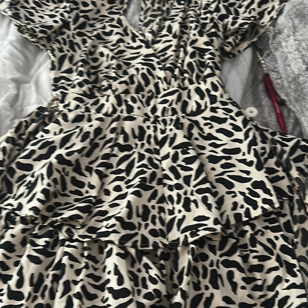 Indulge Black and White Animal Print Mini Dress